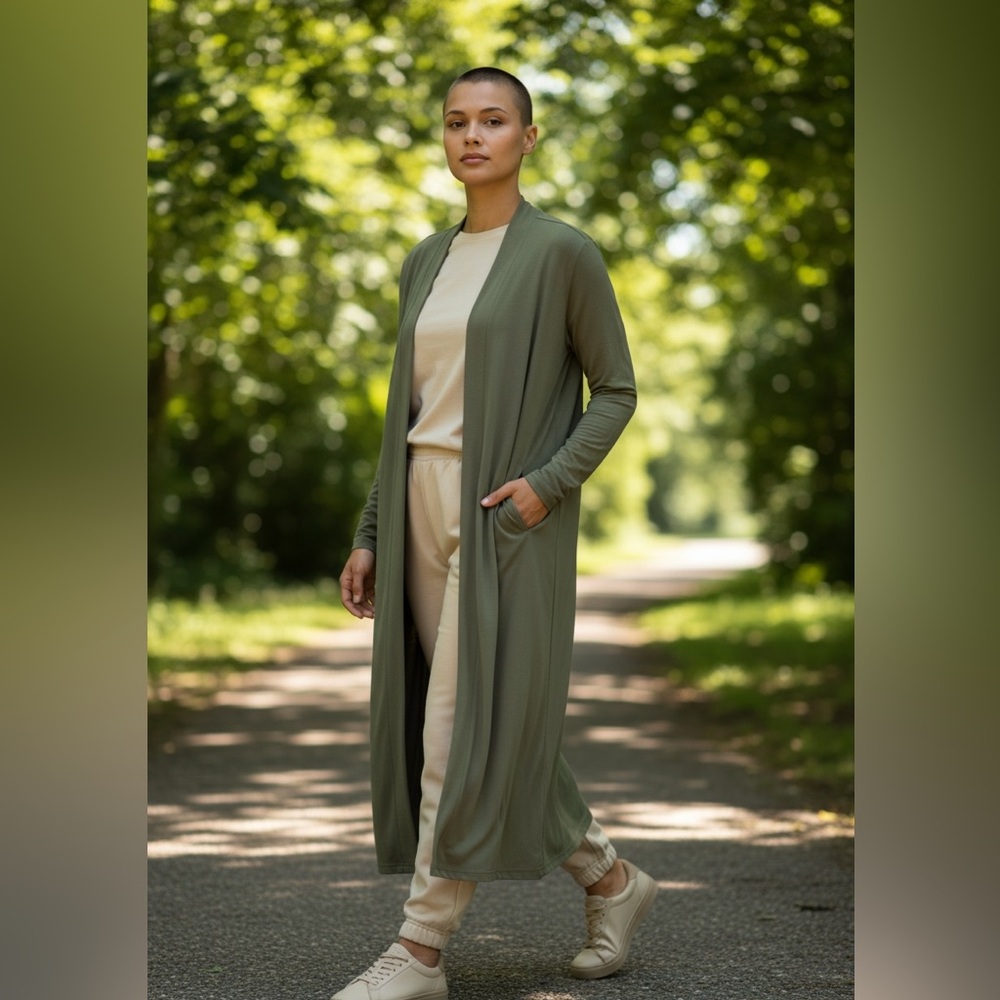 Boohoo Plus 20 Olive Green Women's Duster Cardigan Stretch New